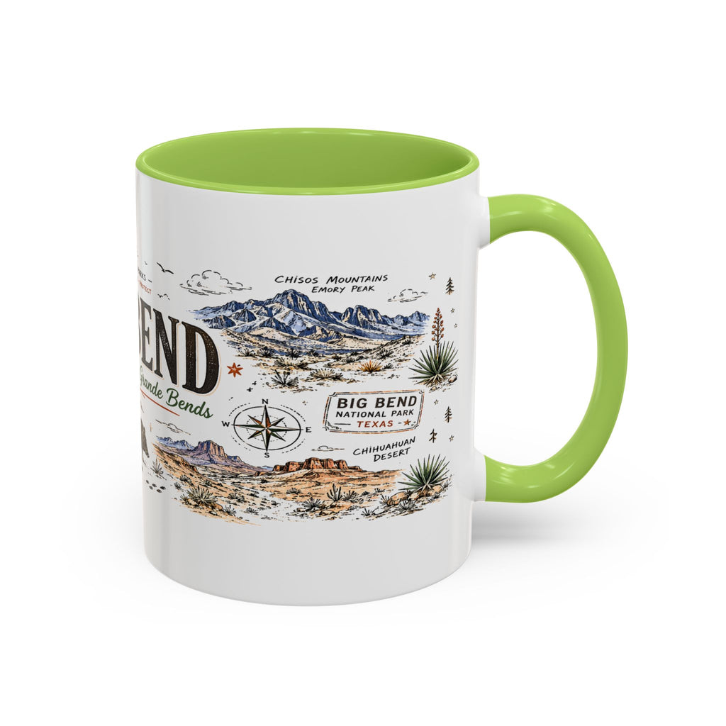 Big Bend National Park Coffee Mug | Texas Desert River Canyon Hiking Gift | Accent Color Ceramic 11oz 15oz