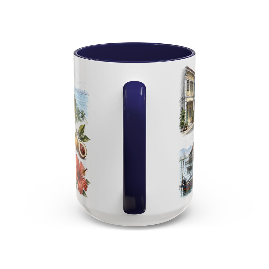 Penang Island Coffee Mug | Malaysia Travel Souvenir | Vintage Illustrated City Gift | 11 oz 15 oz Accent Mug
