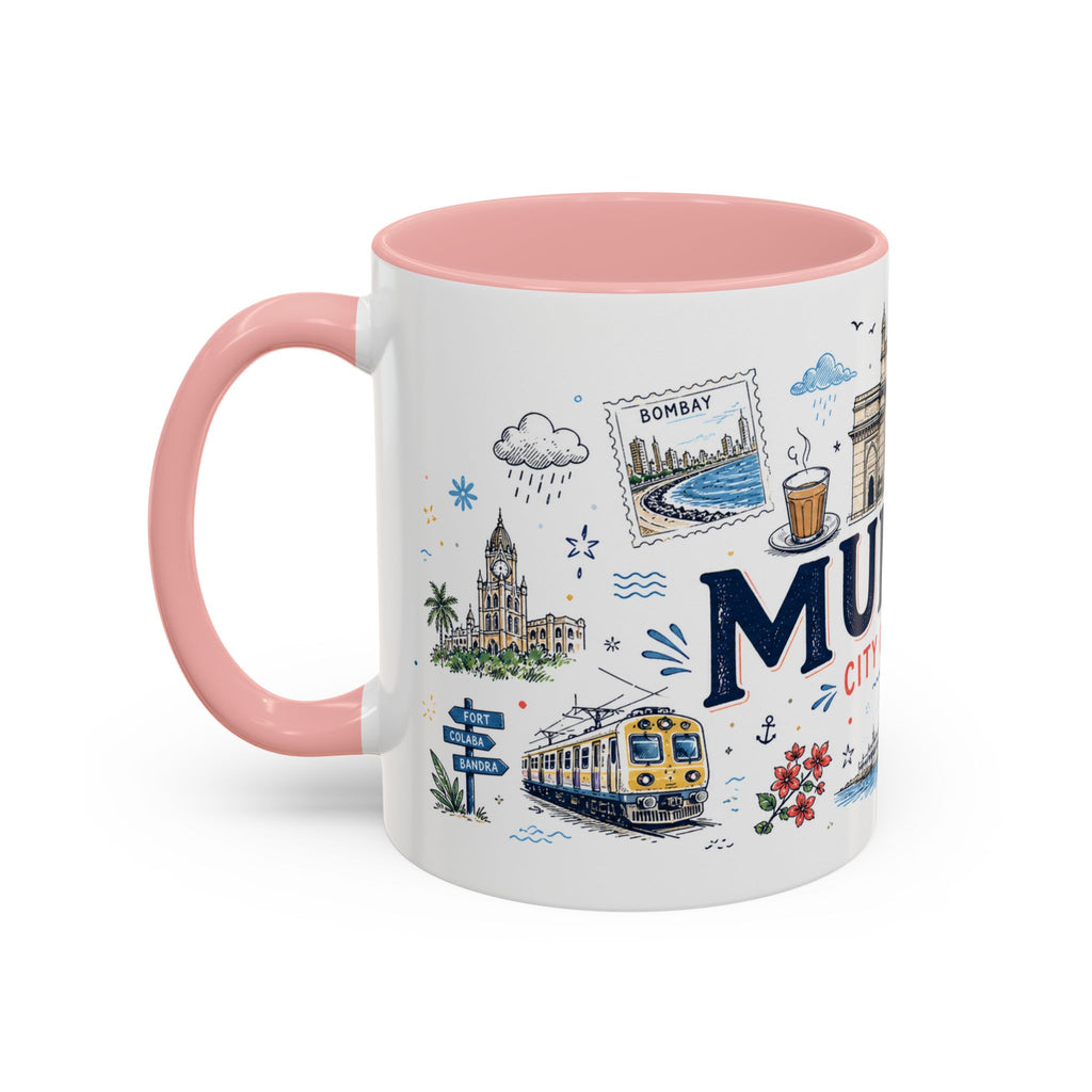 Mumbai Coffee Mug | India Souvenir Travel Gift | Accent Color Ceramic 11oz 15oz