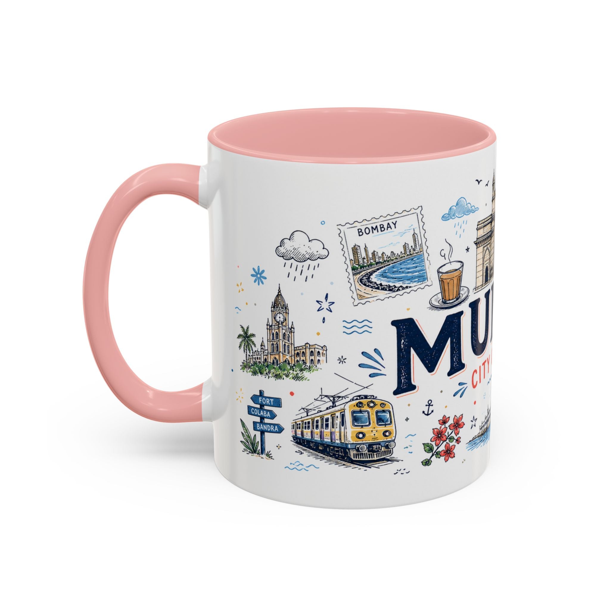 Mumbai Coffee Mug | India Souvenir Travel Gift | Accent Color Ceramic 11oz 15oz