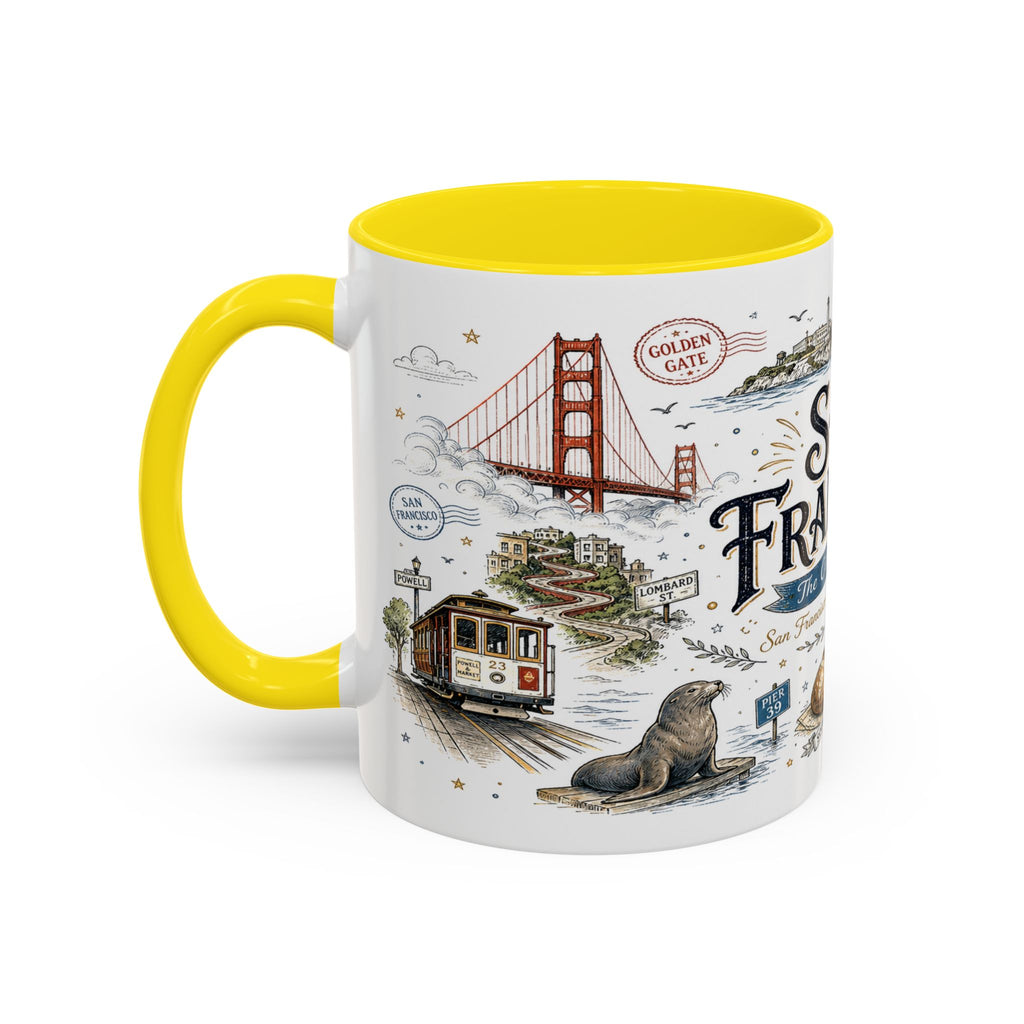 San Francisco Coffee Mug | California Souvenir Travel Gift | Accent Color Ceramic 11oz 15oz
