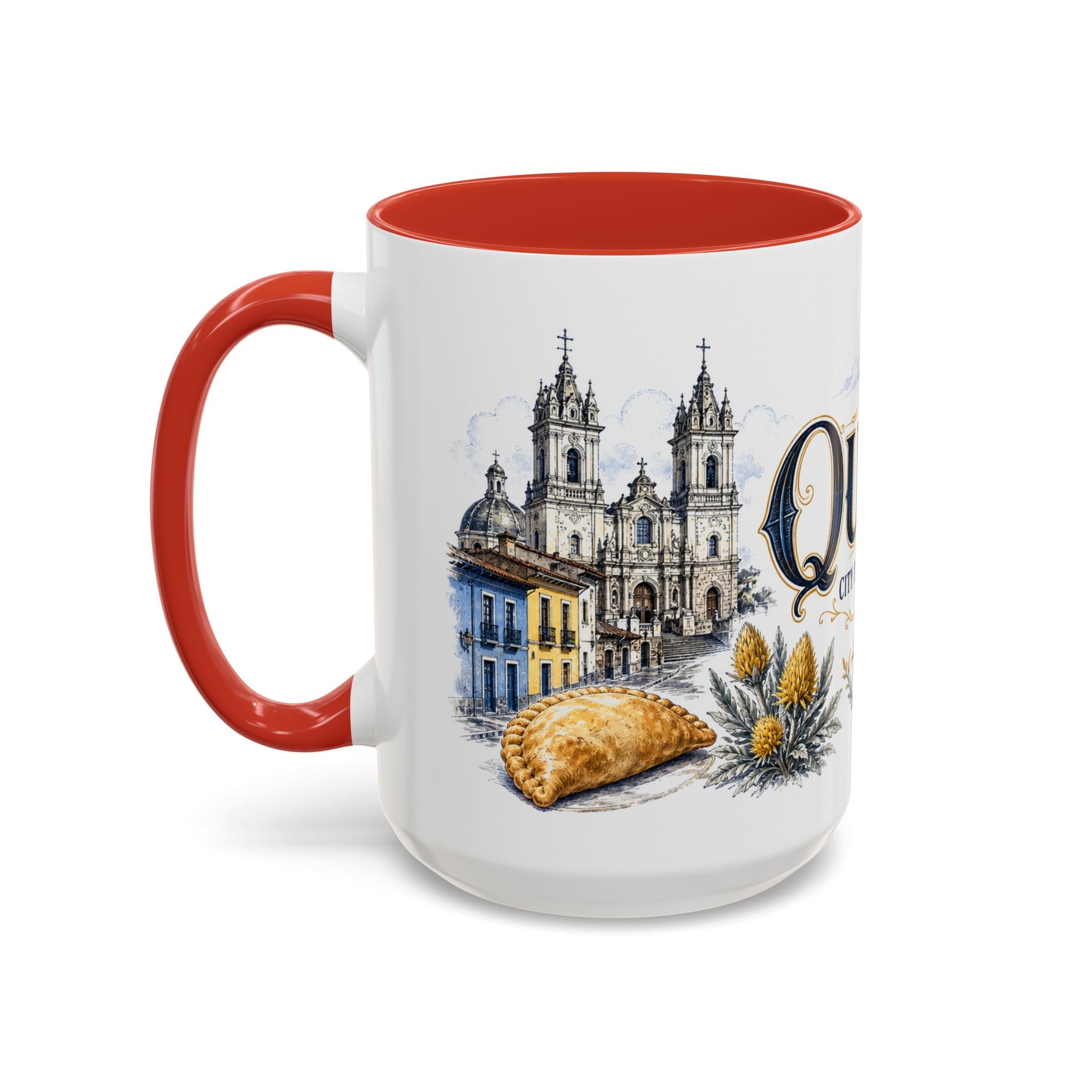 Quito Coffee Mug | Ecuador Travel Souvenir | Vintage Illustrated City Gift | 11 oz 15 oz Accent Mug