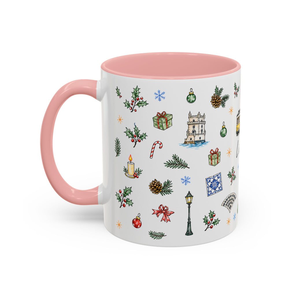Lisbon Christmas Mug | Watercolor City Souvenir | Ceramic Coffee Cup 11oz 15oz