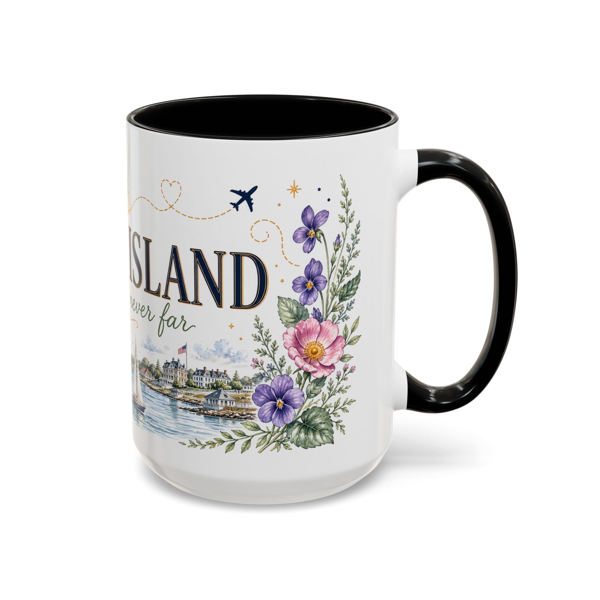 Rhode Island State Map Mug | Botanical Seaside Accent Cup (11oz or 15oz)