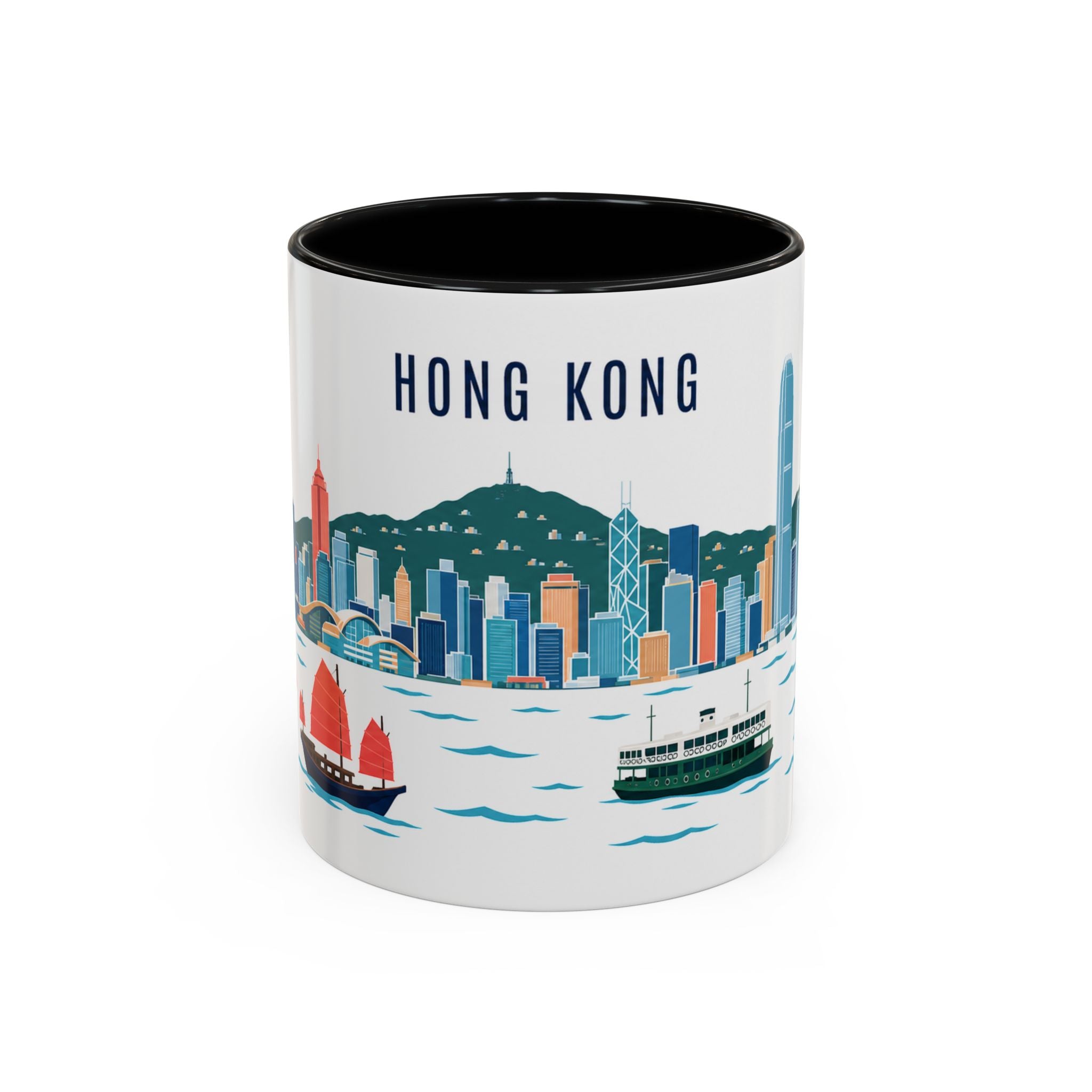 Hong Kong Coffee Mug | Hong Kong Travel Souvenir | Porcelain Decal City Gift | 11oz 15oz Accent Mug
