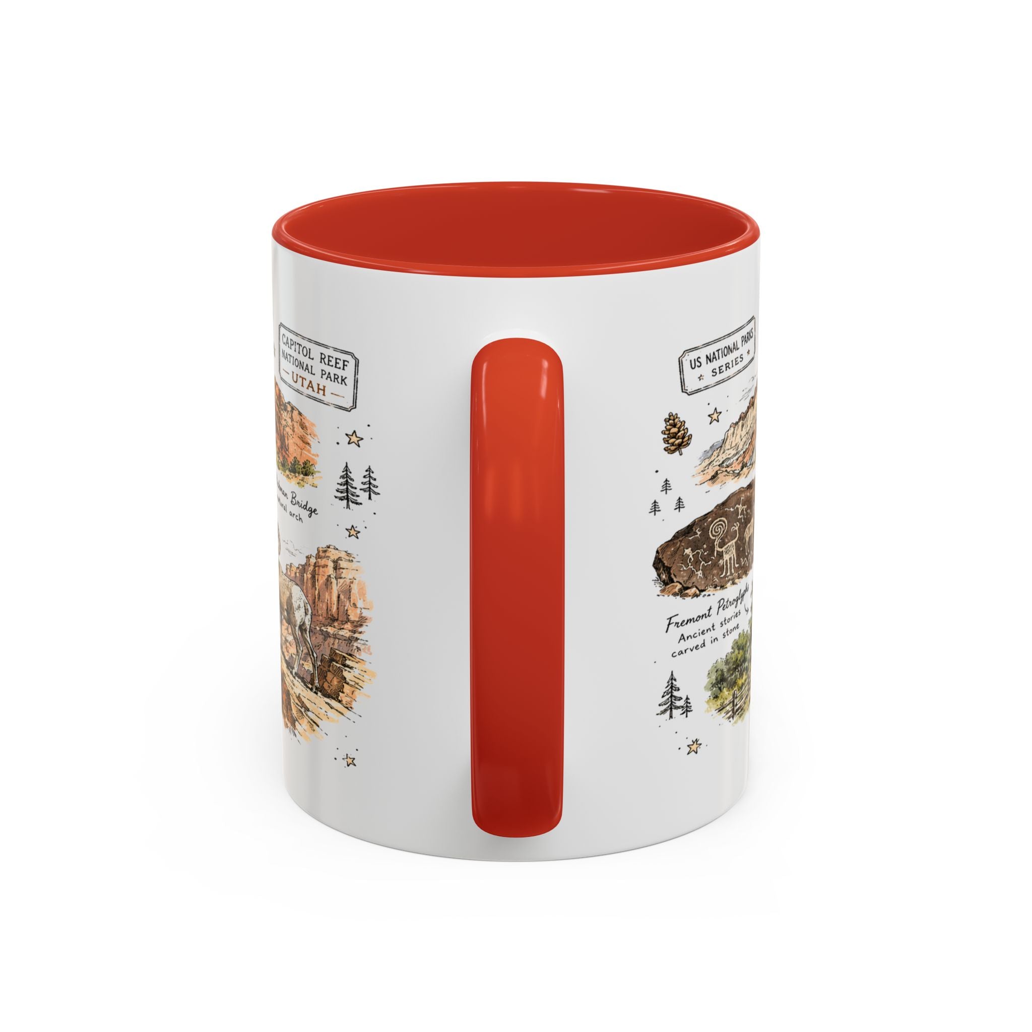 Capitol Reef National Park Coffee Mug | Utah Sandstone Canyon Hiking Gift | Accent Color Ceramic 11oz 15oz