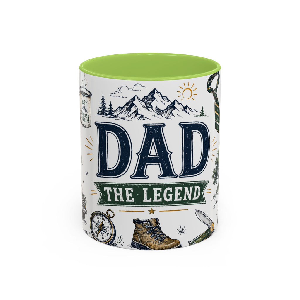 Dad The Legend Coffee Mug | Father's Day Gift for Dad | Accent Color Ceramic 11oz 15oz