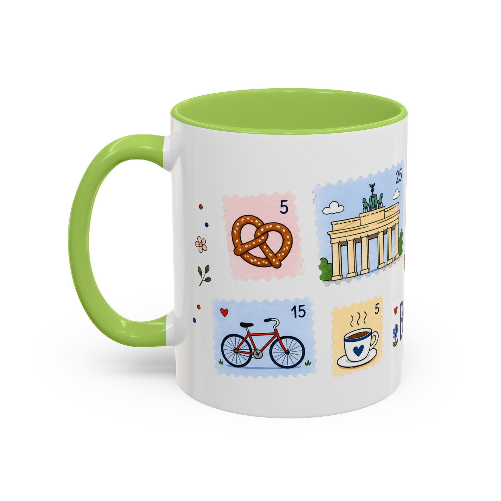 Berlin Coffee Mug | Postage Stamp Collage Mug | Travel Souvenir Accent Cup 11oz 15oz