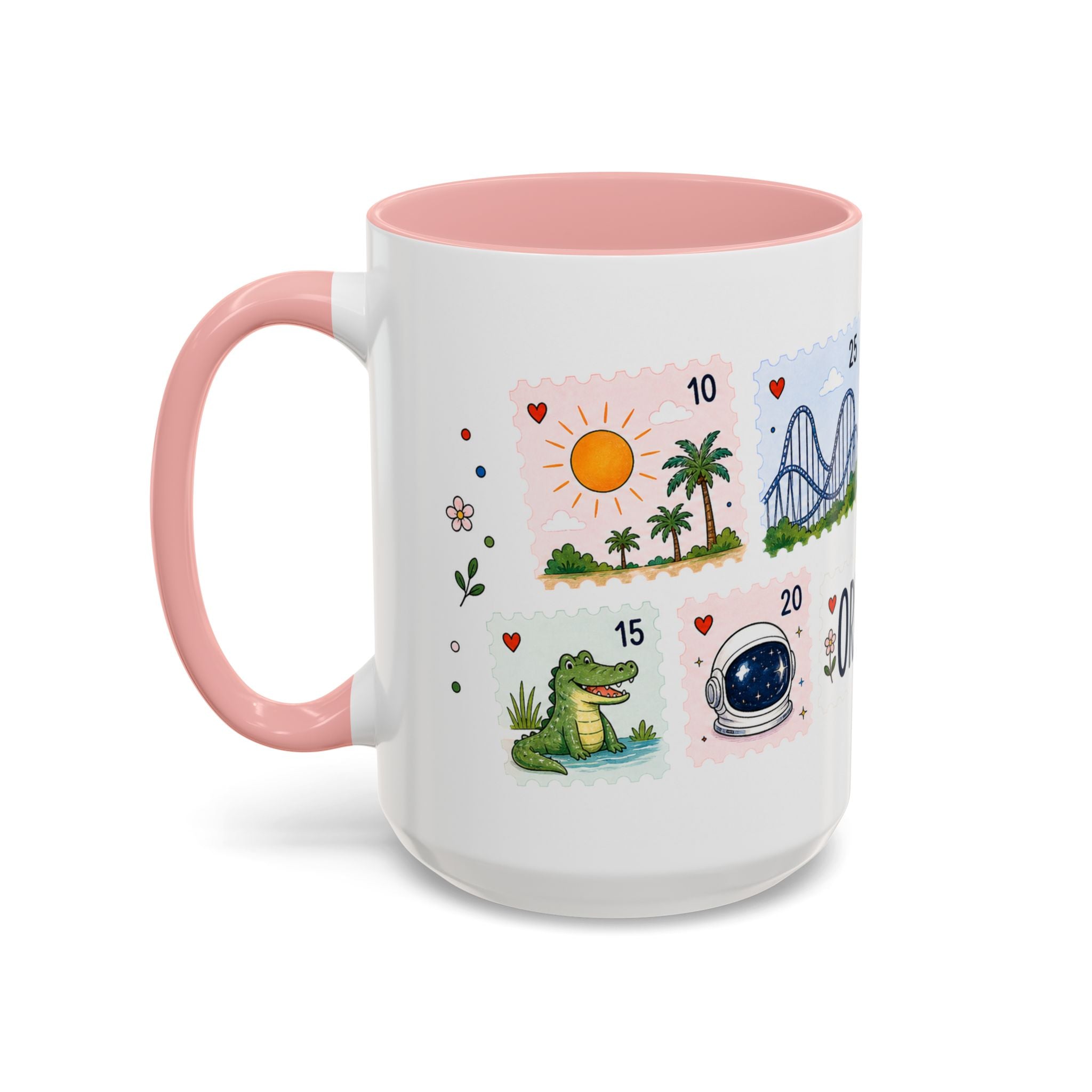 Orlando Coffee Mug | Postage Stamp Collage Mug | Travel Souvenir Accent Cup 11oz 15oz