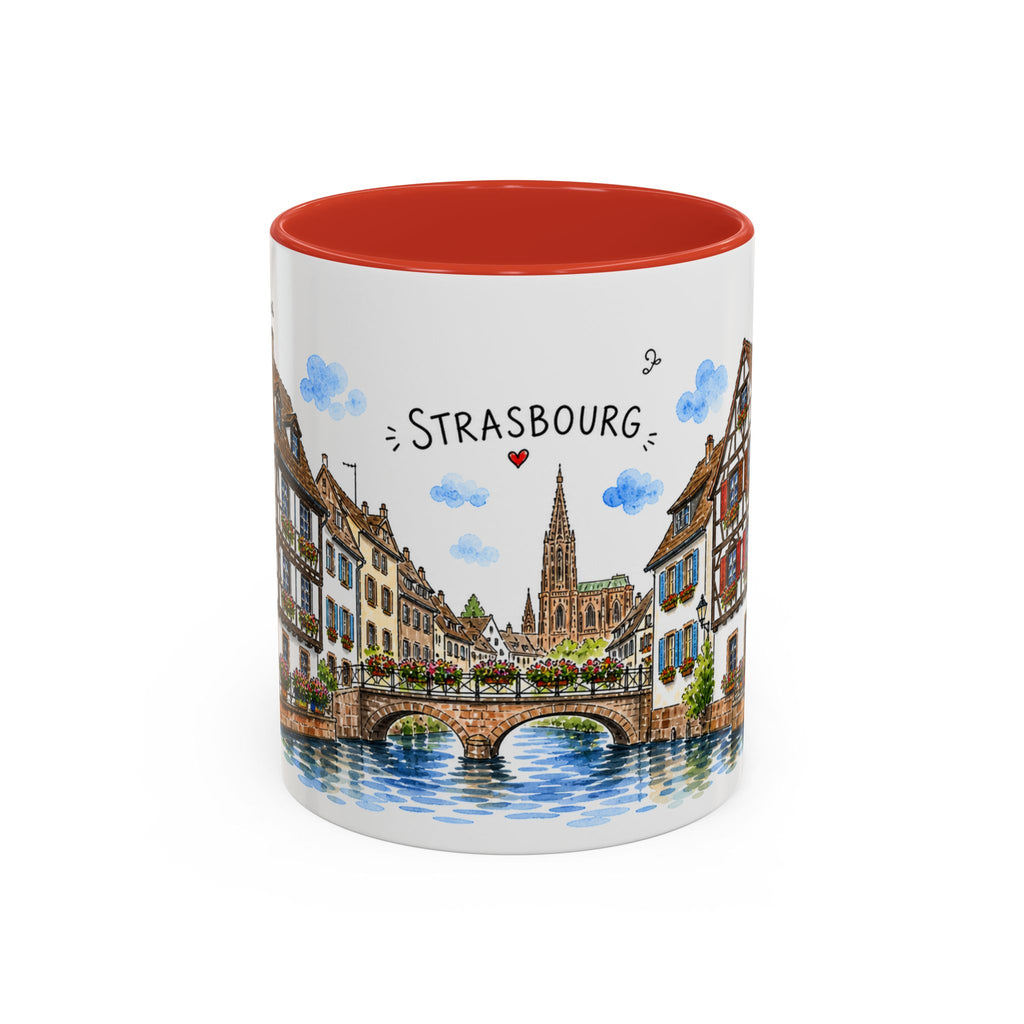 Strasbourg Illustrated Travel Mug | France Souvenir Accent Coffee Mug | 11oz 15oz Ceramic Cup