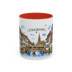 Strasbourg Illustrated Travel Mug | France Souvenir Accent Coffee Mug | 11oz 15oz Ceramic Cup