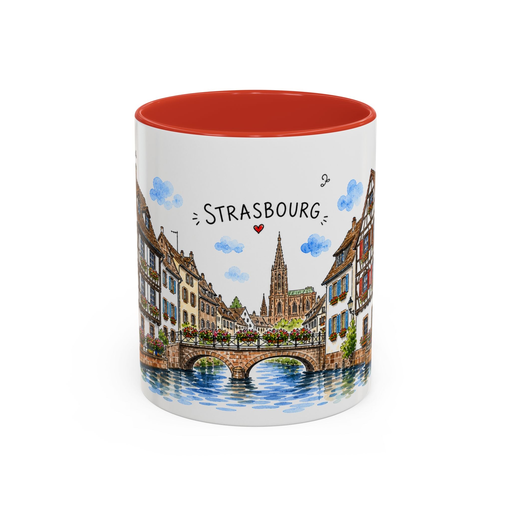 Strasbourg Illustrated Travel Mug | France Souvenir Accent Coffee Mug | 11oz 15oz Ceramic Cup
