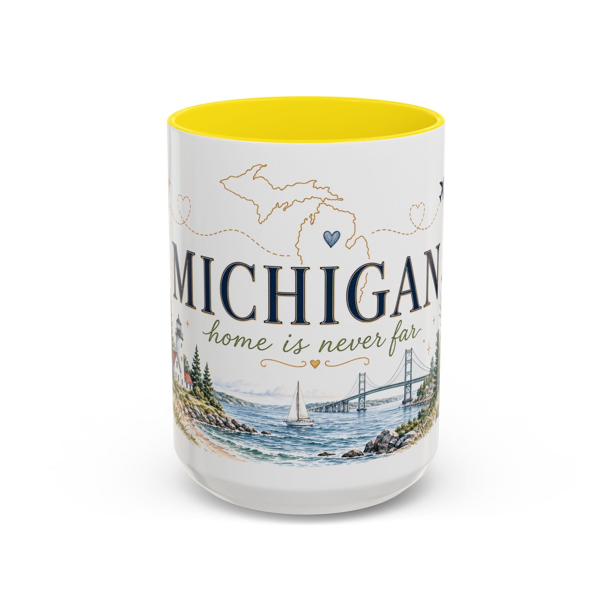 Michigan State Map Mug | Botanical Accents, Lakes Art | Homesick Gift