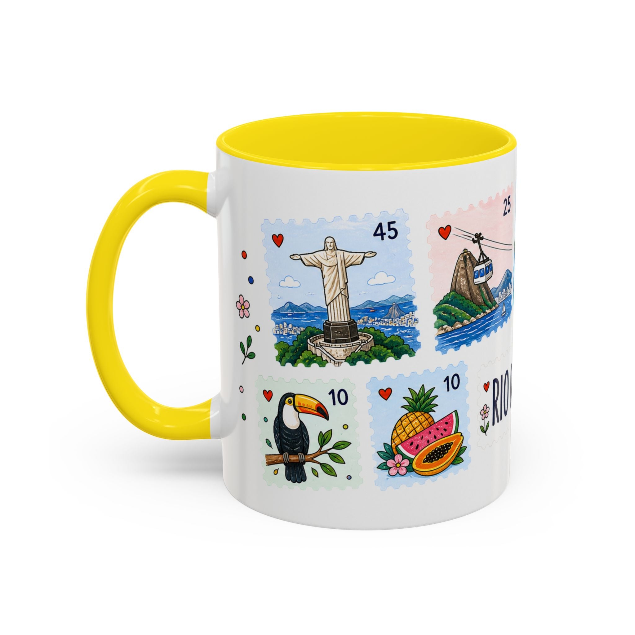 Rio de Janeiro Coffee Mug | Postage Stamp Collage Mug | Travel Souvenir Accent Cup 11oz 15oz