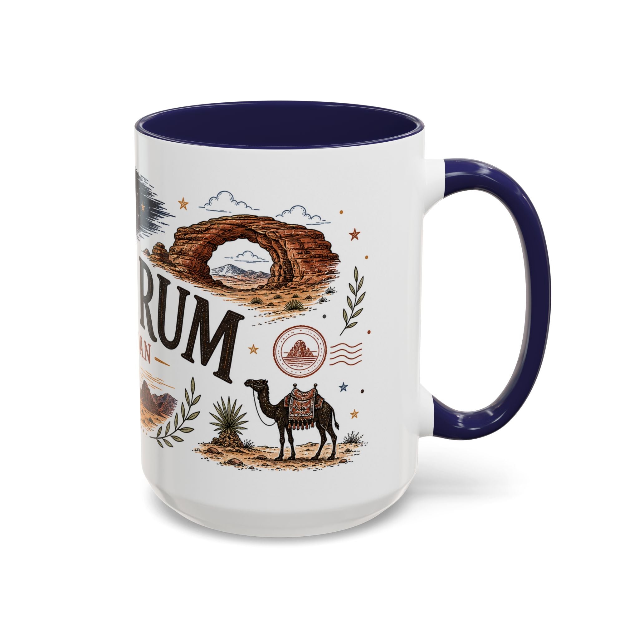 Wadi Rum Coffee Mug | Travel Destination Souvenir Gift | Accent Color Ceramic 11oz 15oz