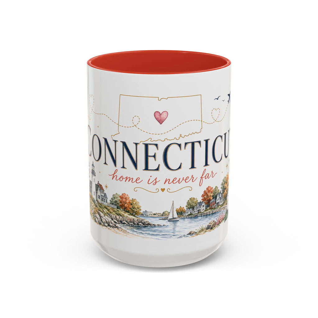Connecticut State Map Mug | Botanical Accent Coffee Cup (11oz 15oz)