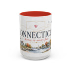 Connecticut State Map Mug | Botanical Accent Coffee Cup (11oz 15oz)