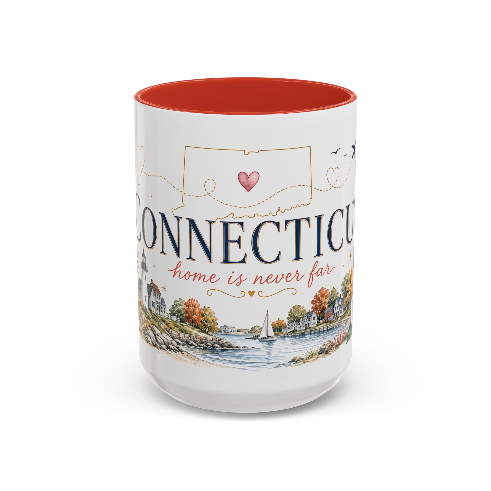 Connecticut State Map Mug | Botanical Accent Coffee Cup (11oz 15oz)