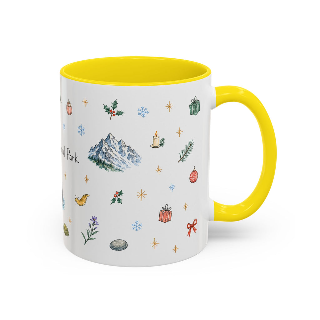 Olympic National Park Christmas Mug | Watercolor Travel Souvenir | Holiday Gift | Accent Ceramic Coffee Cup 11oz 15oz
