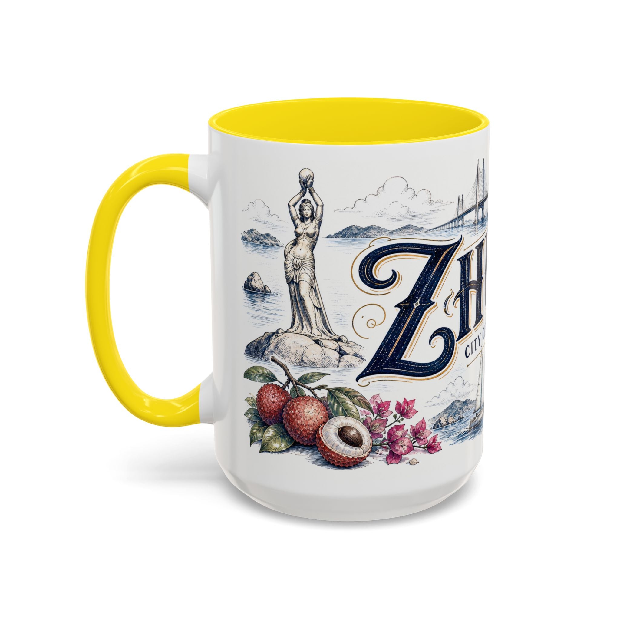 Zhuhai Coffee Mug | China Travel Souvenir | Vintage Illustrated City Gift | 11 oz 15 oz Accent Mug