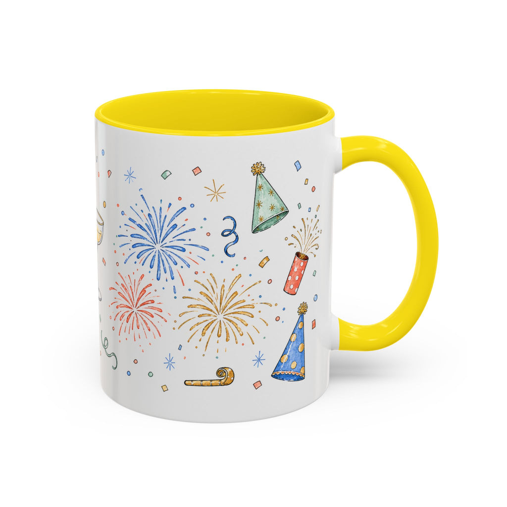 New Year Mug | Midnight Clock Toast Watercolor Celebration Gift | Accent Cup 11oz 15oz