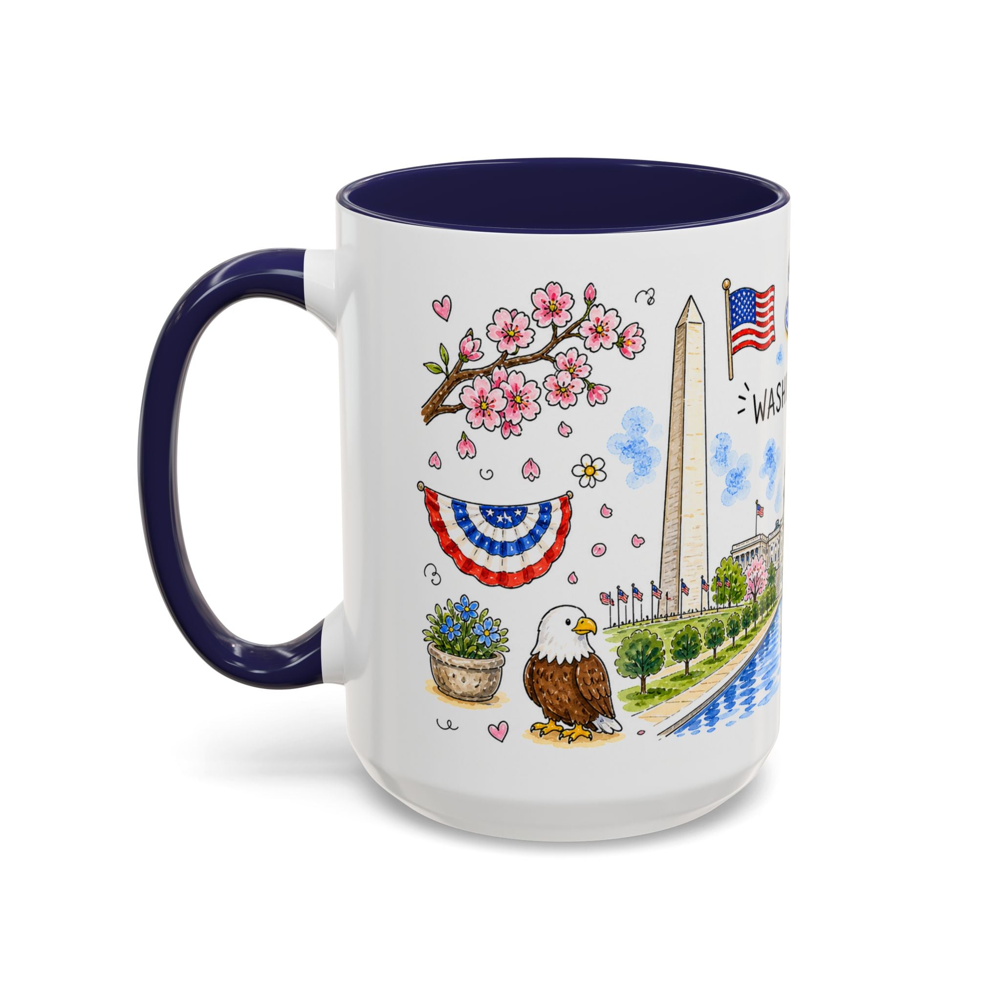 Washington DC Illustrated Travel Mug | City Souvenir Accent Coffee Mug | 11oz 15oz Ceramic Cup