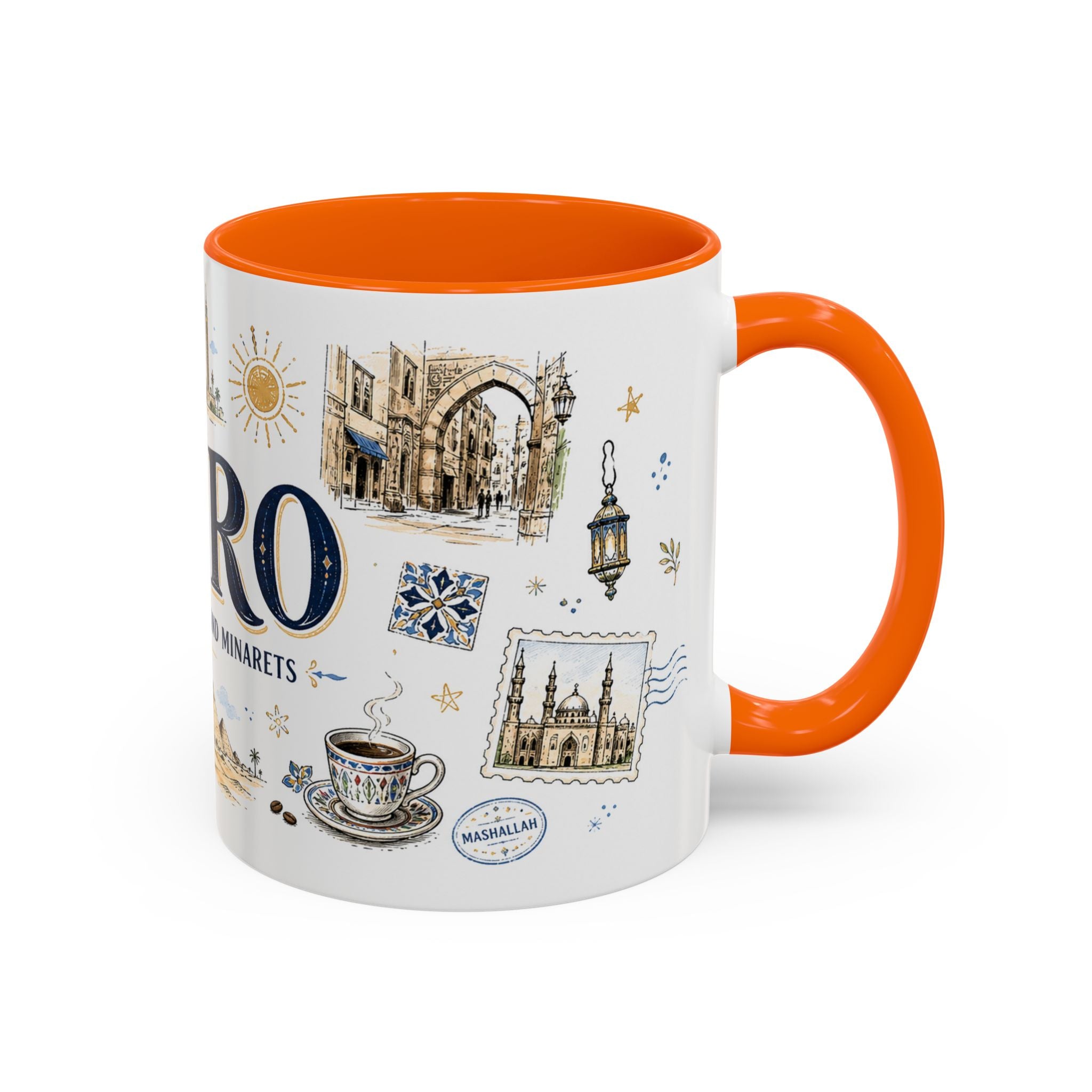 Cairo Coffee Mug | Egypt Souvenir Travel Gift | Accent Color Ceramic 11oz 15oz