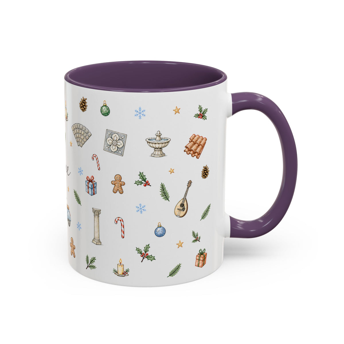 Rome Christmas Mug | Watercolor City Souvenir | Ceramic Coffee Cup