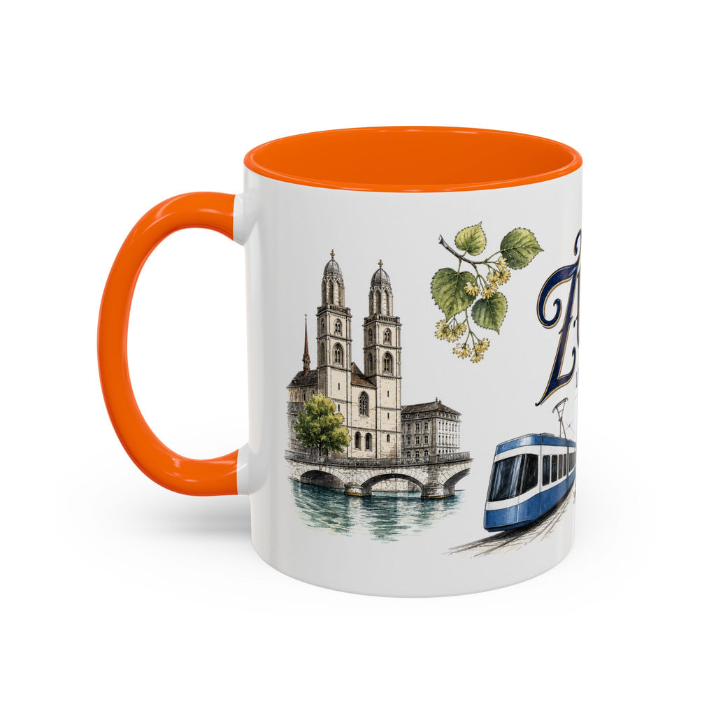Zurich Coffee Mug | Switzerland Travel Souvenir | Vintage Illustrated City Gift | 11 oz 15 oz Accent Mug