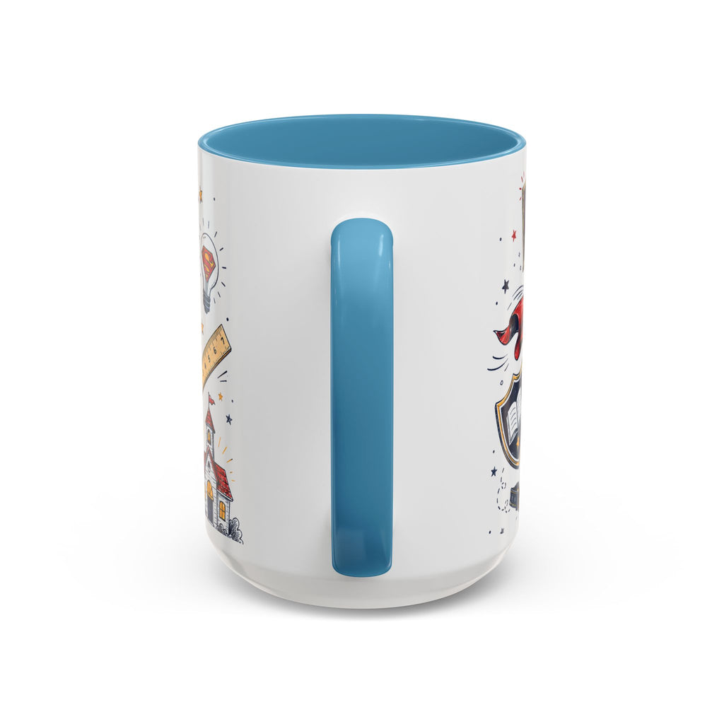 Super Teacher Coffee Mug | All Heroes Wear Capes Teacher Gift | Accent Color Ceramic 11oz 15oz