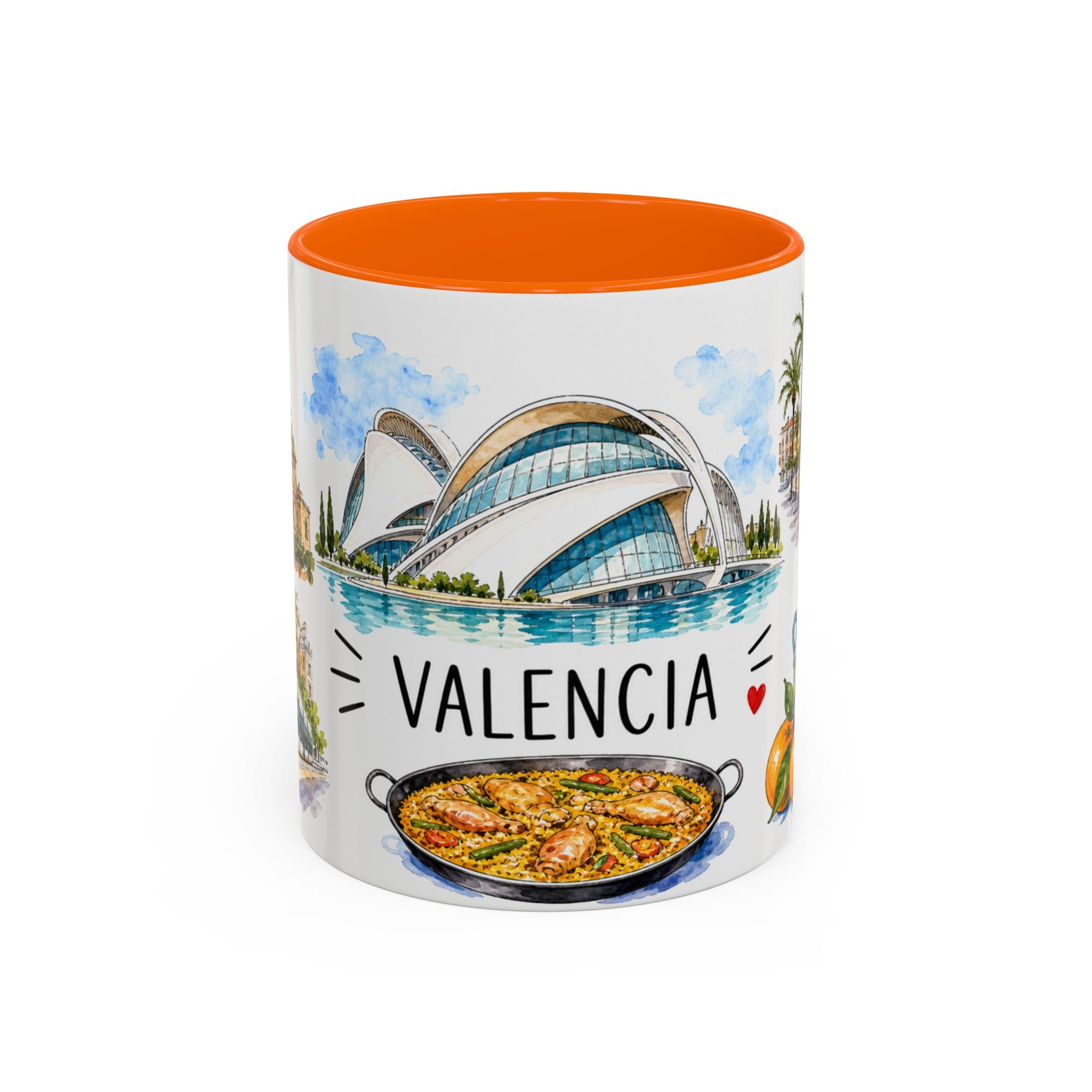 Valencia Illustrated Travel Mug | City Souvenir Accent Coffee Mug | 11oz 15oz Ceramic Cup