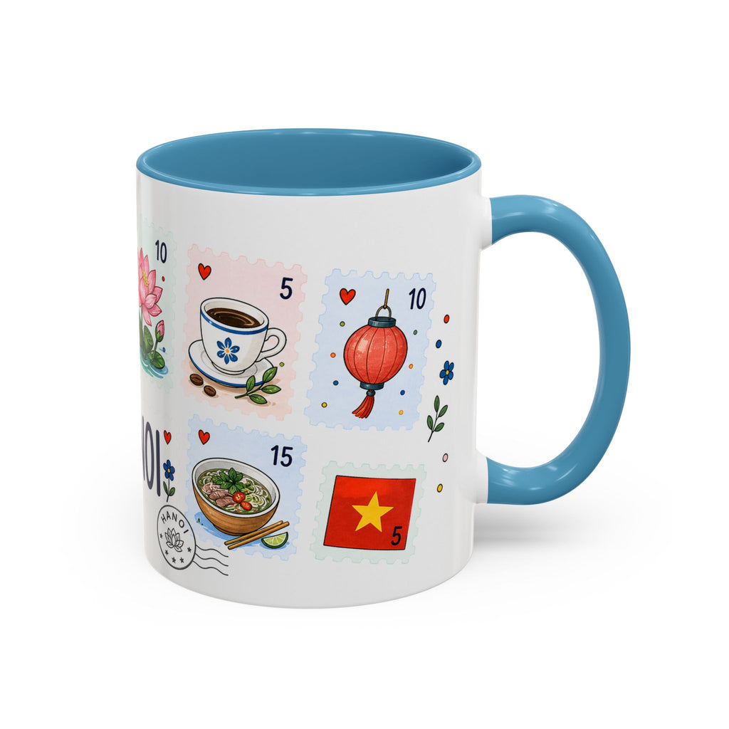 Hanoi Coffee Mug | Postage Stamp Collage Mug | Travel Souvenir Accent Cup 11oz 15oz