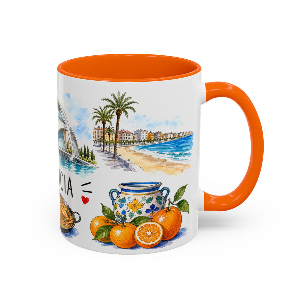 Valencia Illustrated Travel Mug | City Souvenir Accent Coffee Mug | 11oz 15oz Ceramic Cup