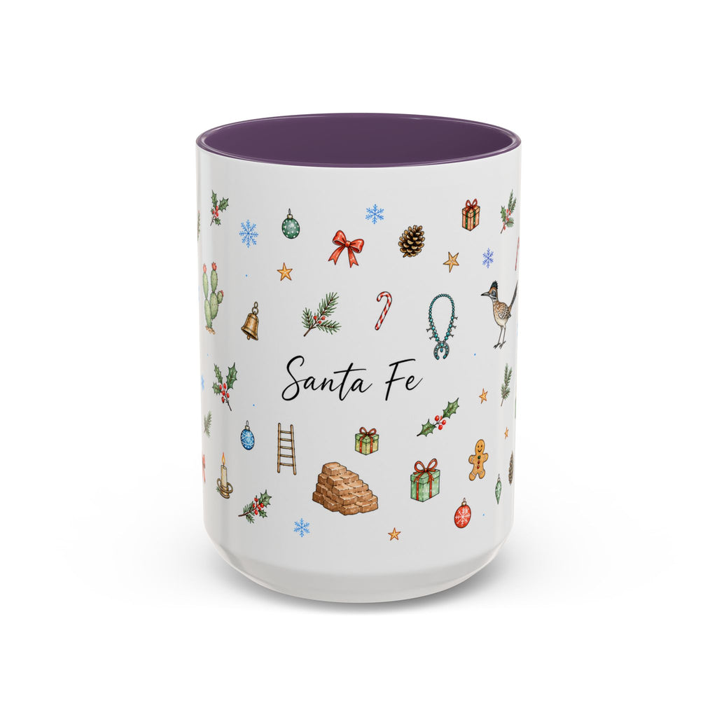Santa Fe Christmas Mug | Watercolor City Souvenir | Ceramic Coffee Cup (11oz 15oz)