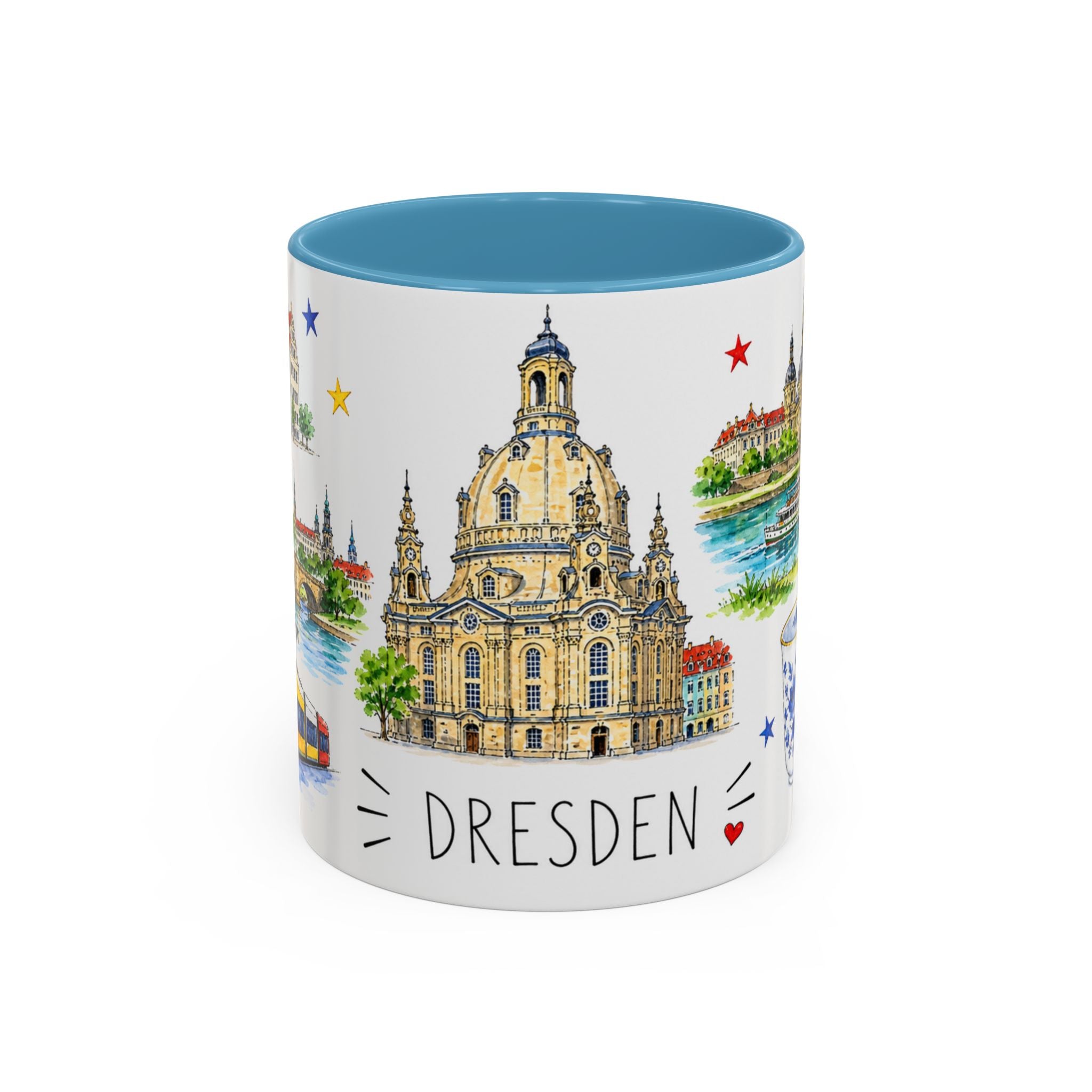 Dresden Illustrated Travel Mug | City Souvenir Accent Coffee Mug | 11oz 15oz Ceramic Cup