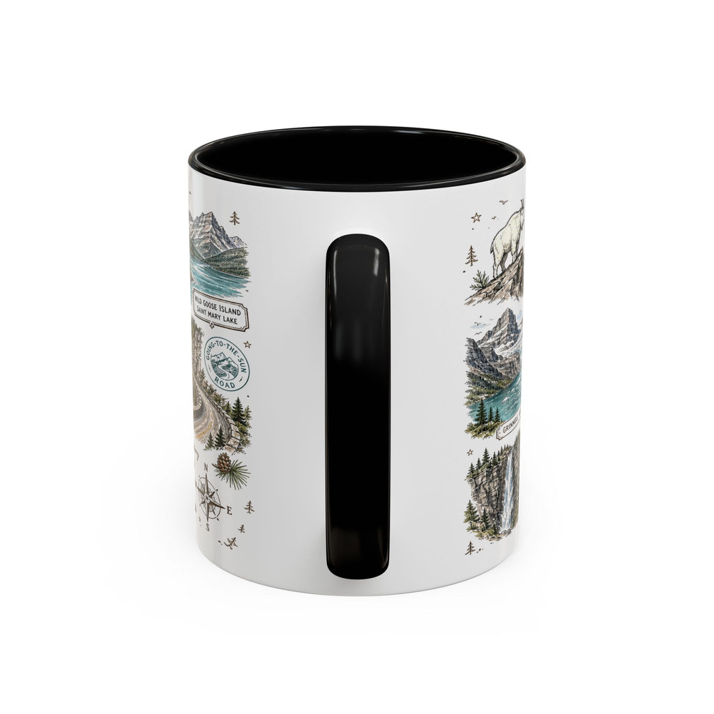 Glacier Coffee Mug | National Park Hiking Montana Gift | Accent Color Ceramic 11oz 15oz