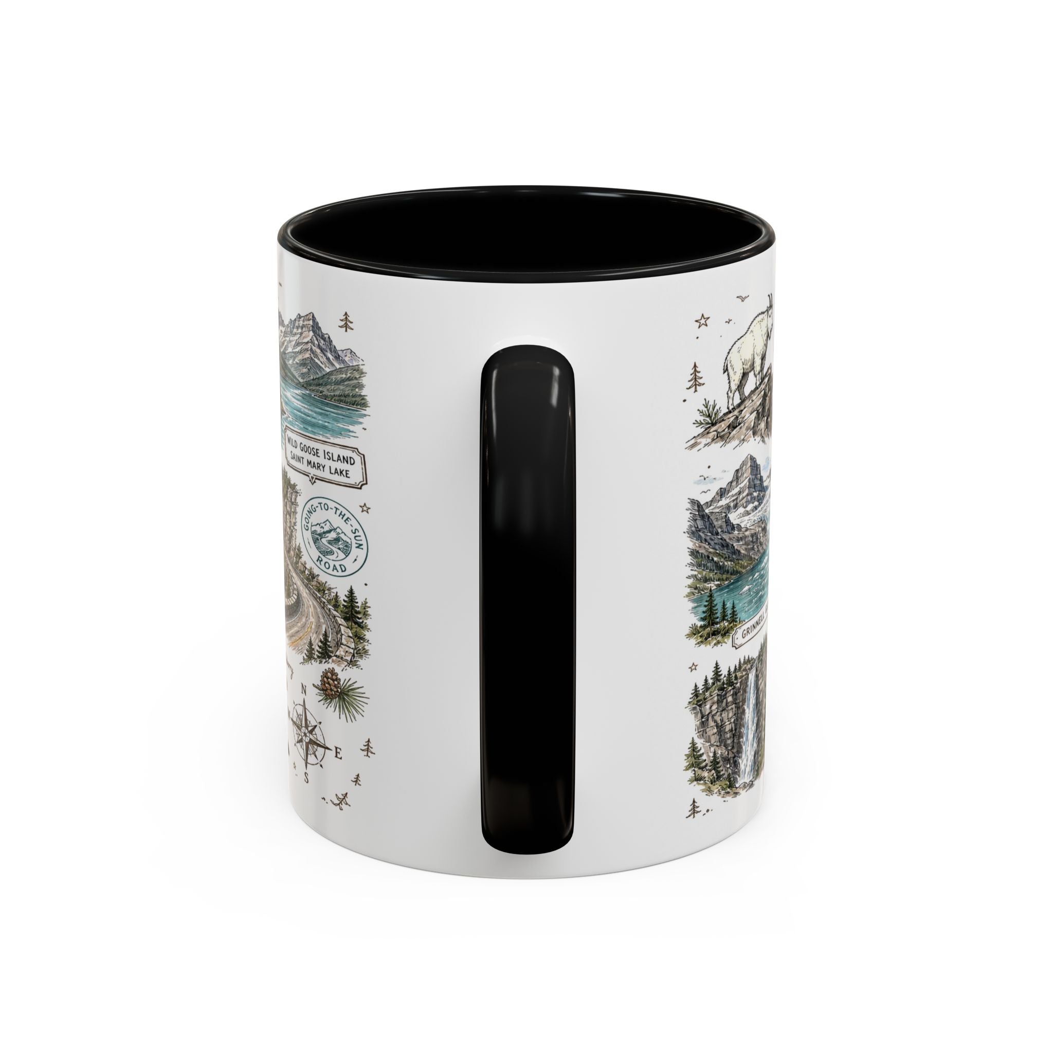 Glacier Coffee Mug | National Park Hiking Montana Gift | Accent Color Ceramic 11oz 15oz