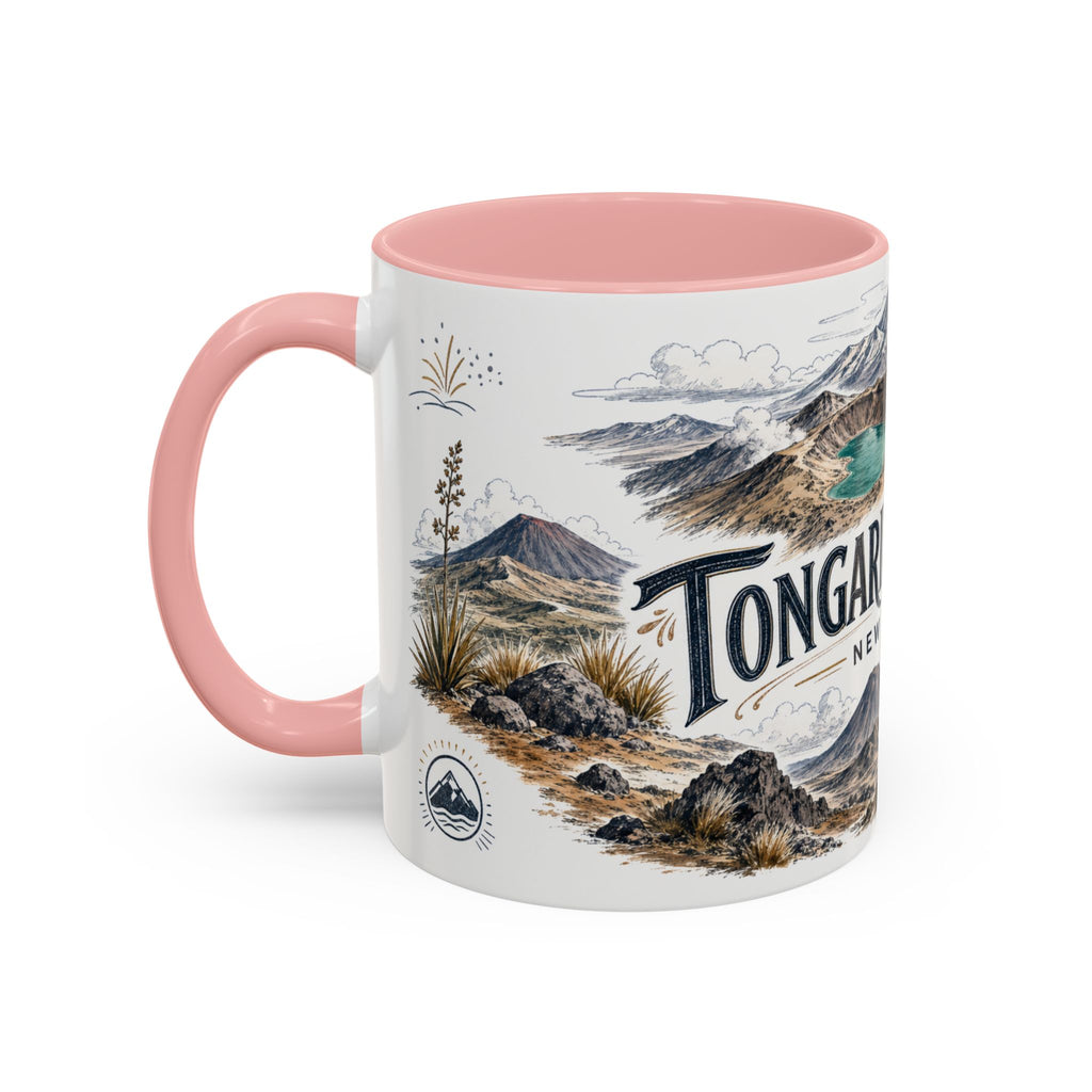 Tongariro Crossing Mug, New Zealand Travel Souvenir, Bucket List Gift, Accent Ceramic Coffee Mug 11oz 15oz