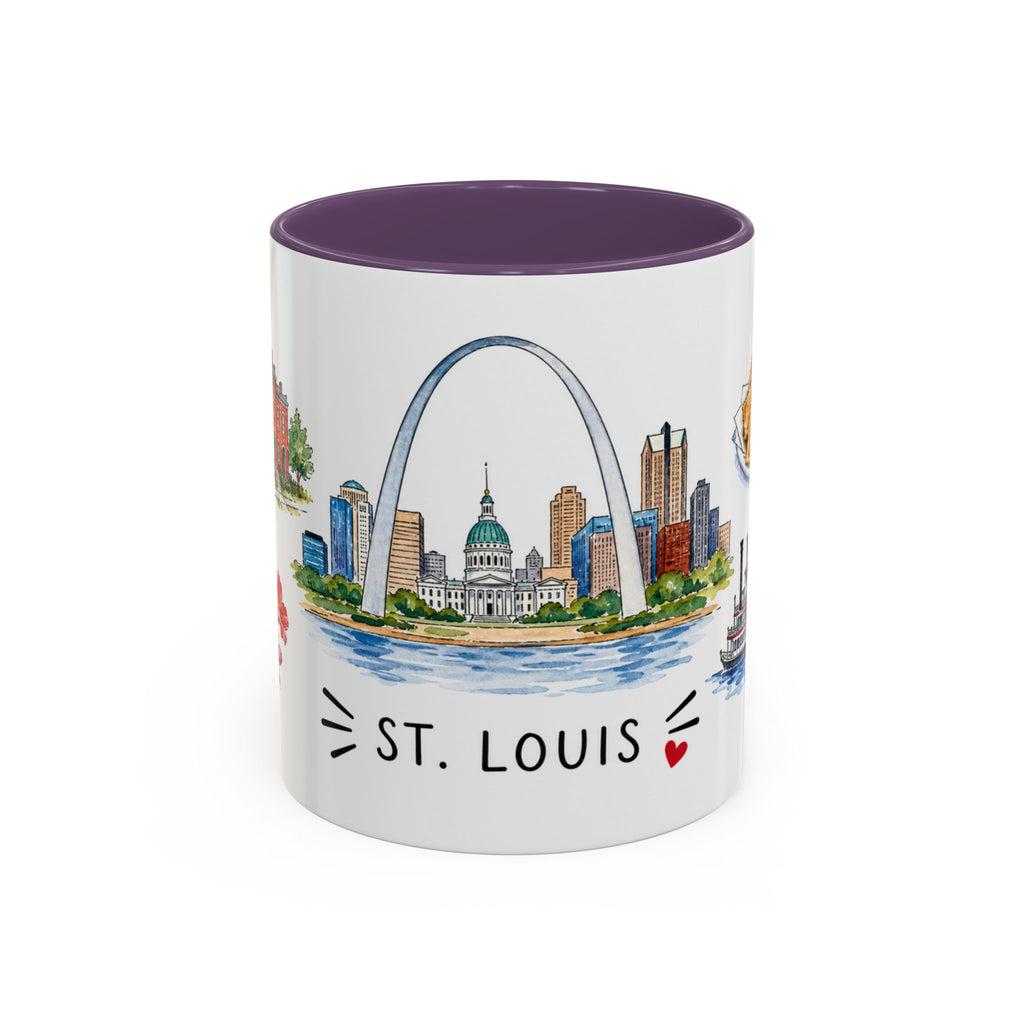 St. Louis Illustrated Travel Mug | City Souvenir Accent Coffee Mug | 11oz 15oz Ceramic Cup