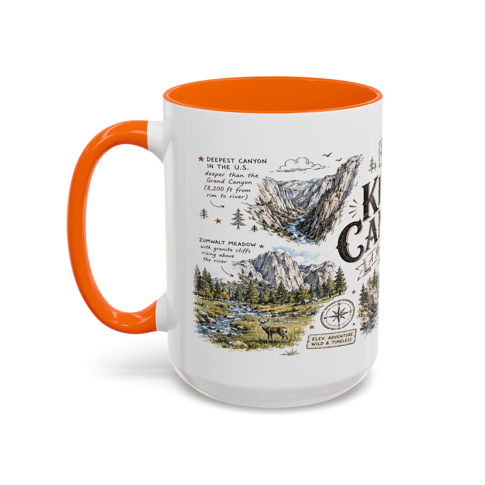 Kings Canyon National Park Coffee Mug | California Sierra Nevada Sequoia Gift | Accent Color Ceramic 11oz 15oz