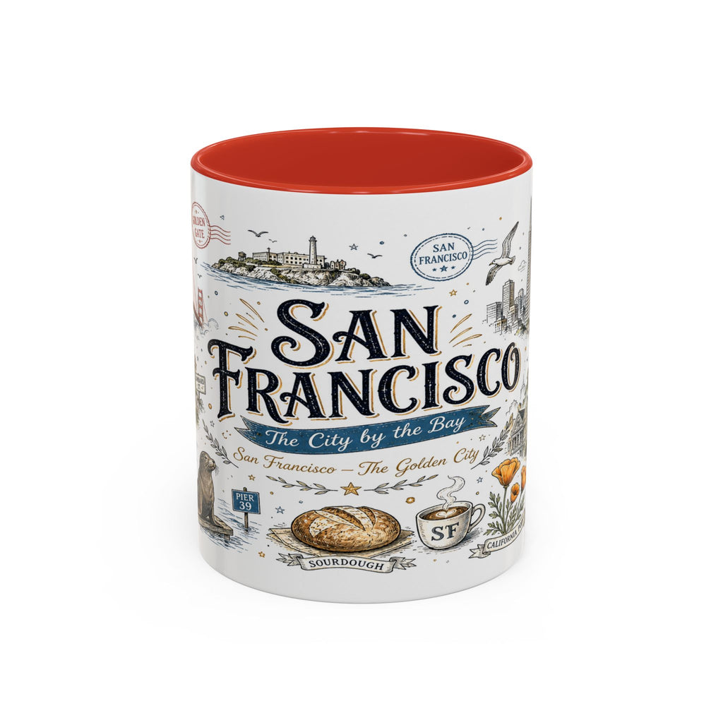 San Francisco Coffee Mug | California Souvenir Travel Gift | Accent Color Ceramic 11oz 15oz