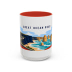 Great Ocean Road Coffee Mug | Travel Destination Souvenir Gift | Accent Color Ceramic 11oz 15oz