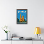 Sydney Cathedral Australia Framed Poster | Vintage Travel Wall Art | Black Walnut White Frame | 16x24 20x30