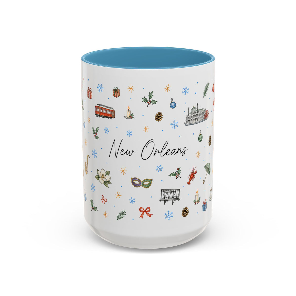 New Orleans Christmas Mug | Watercolor City Souvenir, Travel Gift (11oz/15oz)