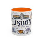 Lisbon Coffee Mug | Portugal Travel Souvenir | Vintage Illustrated City Gift | 11 oz 15 oz Accent Mug