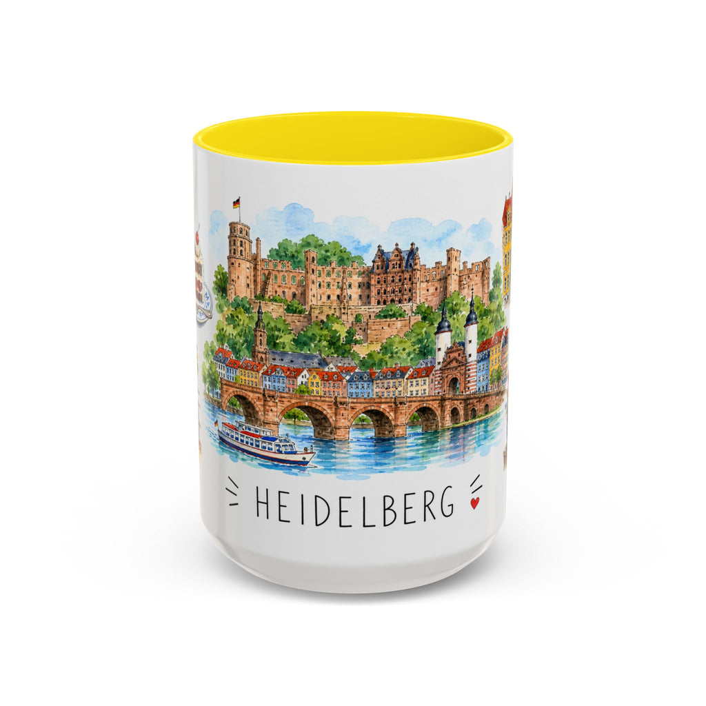 Heidelberg Illustrated Travel Mug | City Souvenir Accent Coffee Mug | 11oz 15oz Ceramic Cup