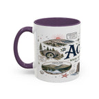 Acadia Coffee Mug | National Park Hiking Coastal Gift | Accent Color Ceramic 11oz 15oz