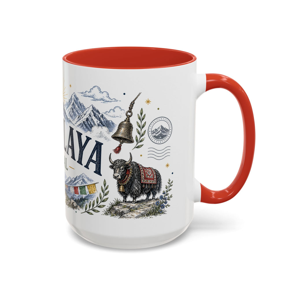 Himalaya Coffee Mug | Travel Destination Souvenir Gift | Accent Color Ceramic 11oz 15oz