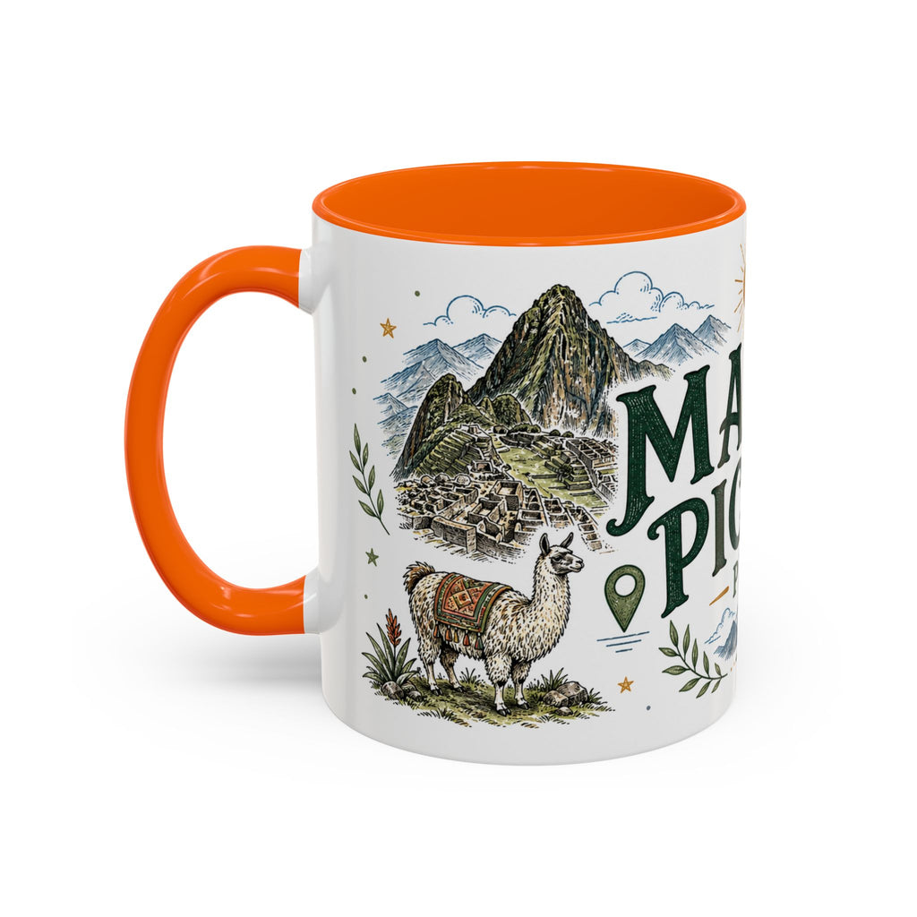 Machu Picchu Coffee Mug | Travel Destination Souvenir Gift | Accent Color Ceramic 11oz 15oz