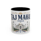 Taj Mahal Coffee Mug | Travel Destination Souvenir Gift | Accent Color Ceramic 11oz 15oz